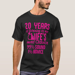 Camiseta 20 20 anos de aniversário de casamento Ouça mari