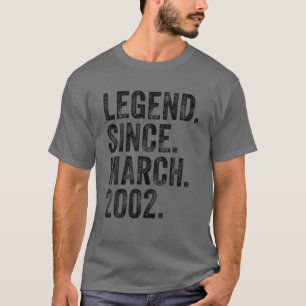 Camiseta 20 Aniversário Março Nascer 20 Anos Legenda Desd