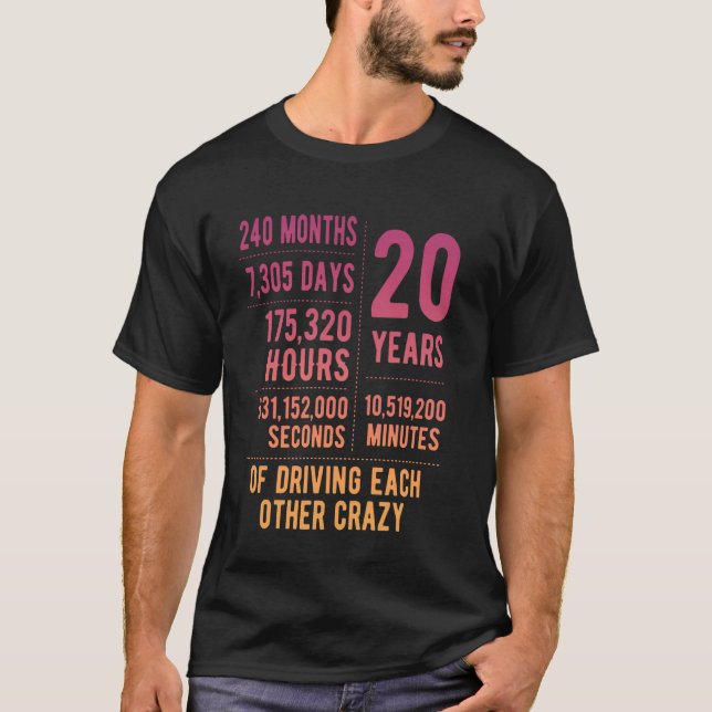 Camiseta 20 Anos De Casamento De 20 Engraçado (Frente)