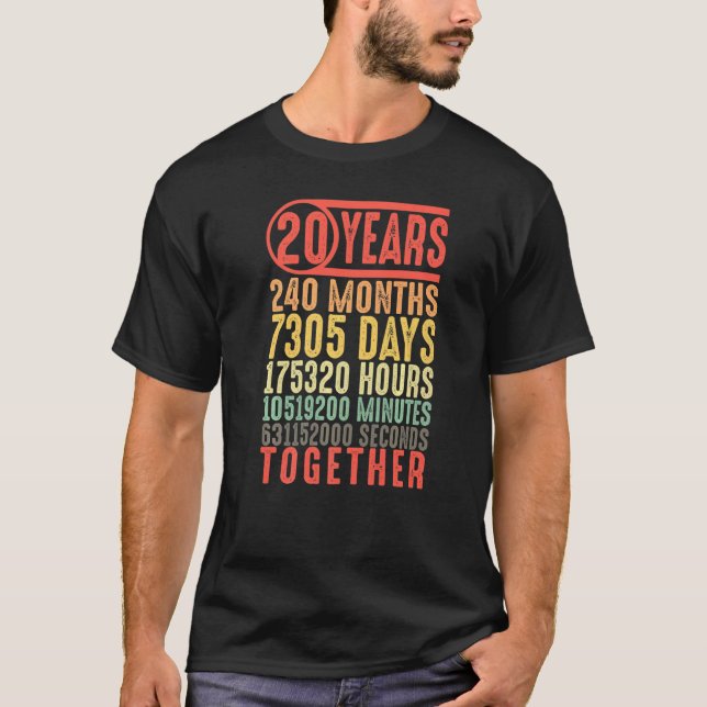 Camiseta 20 anos juntos 20 aniversário Casais casados (Frente)