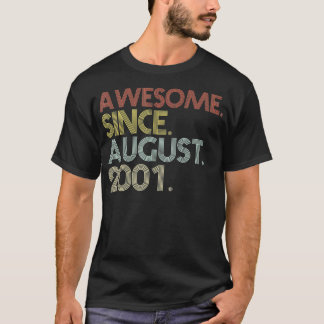 Camiseta 20 Birthday, 20 Anos, Incrível Desde 2 De Agosto