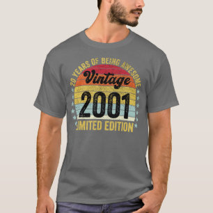Camiseta 20 Birthday, 20 anos, Presentes Vintage, 2001 Limi