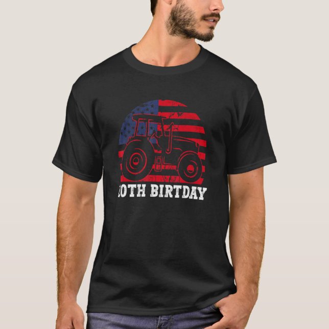 Camiseta 20 Birthday 20 Anos Us Flag Trator Driver (Frente)