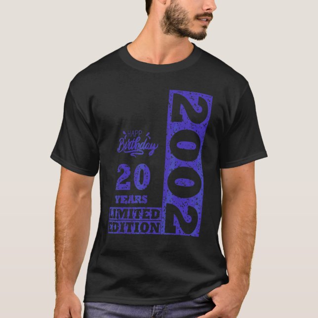 Camiseta 20 Birthday Boy Girl 20 Anos 2002 (Frente)