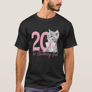 Camiseta 20 Birthday Girl Kitten Coquette Pink