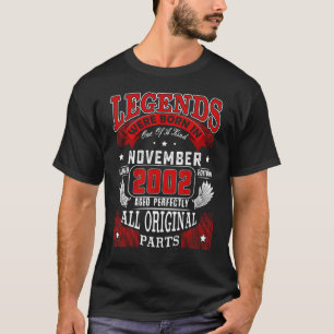 Camiseta 20 Birthday Legends Nascer Em Novembro De 2002 20