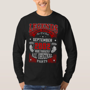 Camiseta 20 Birthday Legends Nascer Em Setembro De 2002 20