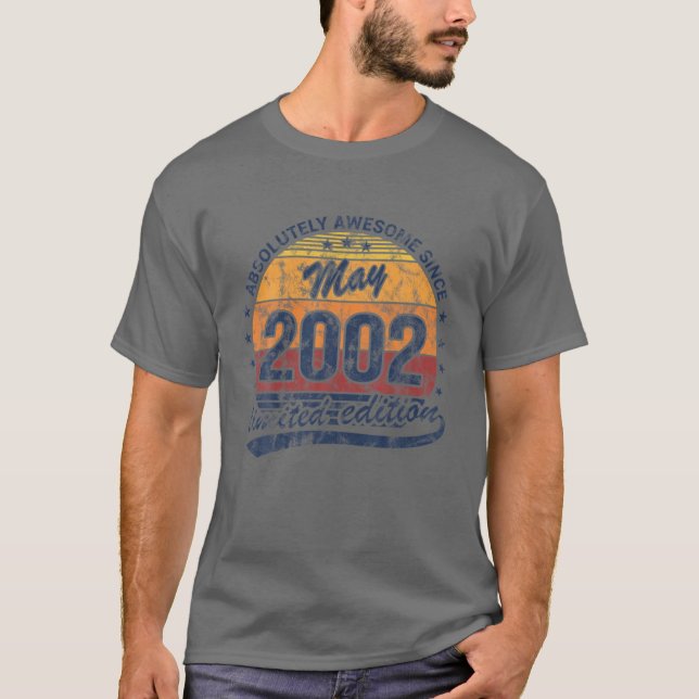 Camiseta 20 Birthday Nascer de maio de 2002 Absolutamente i (Frente)