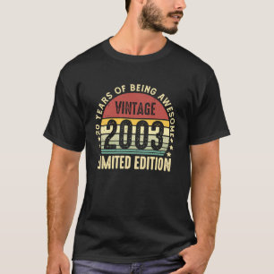 Camiseta 20 de 20 anos Vintage 2003 Aniversário 2