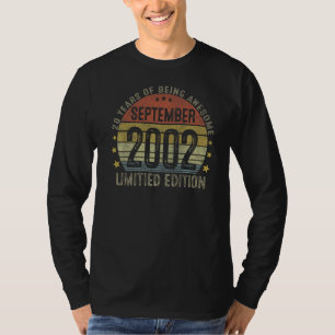 Camiseta 20 de Vintage, 20 anos, aniversário de setembro de