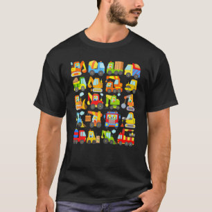 Camiseta 20 veículos de construção carros escavadores