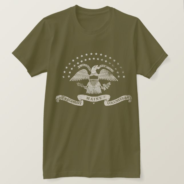 Camiseta 20o Emblema de Maine - afligido (Frente do Design)