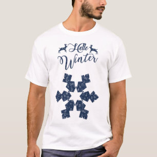 Camiseta 20XX Hello Winter Holiday Snowflake Pattern