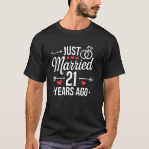 Camiseta 21º Aniversário de Casamento Acaba de Casar 21 Ano