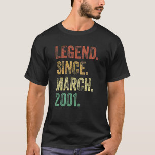Camiseta 21º aniversário Legenda de 21 anos desde março 