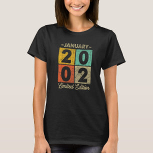 Camiseta 21 anos de idade Janeiro de 2002 aniversário de 21