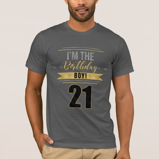 Camiseta 21 Eu sou o Aniversário Dourado e Prata (Frente)