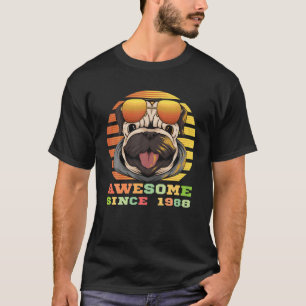 Camiseta 22º Dia, Cão Vintage Pug, Filhos Incríveis Desd
