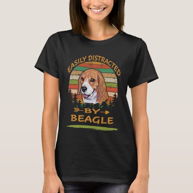 Camiseta 220 Facilmente Distraído Por Beagle (Frente)