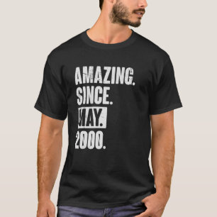 Camiseta 22 anos 22 anos Aniversário incrível desde maio de