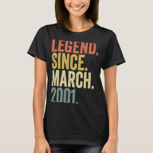 Camiseta 22 anos, 22 anos, lenda de aniversário desde março