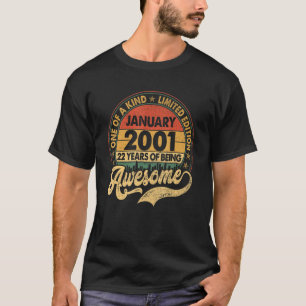 Camiseta 22 anos de idade incrível desde janeiro de 2001 22