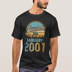 Camiseta 22 anos de idade incrível desde janeiro de 2001 22