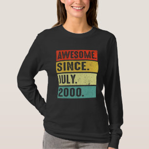 Camiseta 22 anos de idade incrível desde julho de 2000 22º