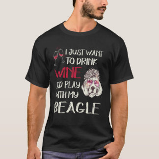 Camiseta 22 Bebo Vinho E Brinco Com Meu Beagle