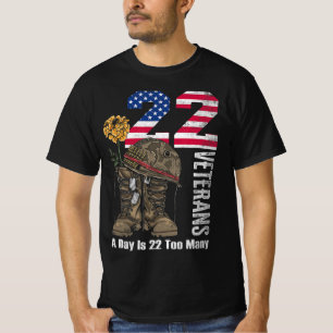 Camiseta 22 Por Dia É 22 Demasiados Veteranos Sensibilizaçã