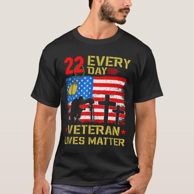 Camiseta 22 Veterans A Day Veteran Suicide Prevention Aware (Frente)