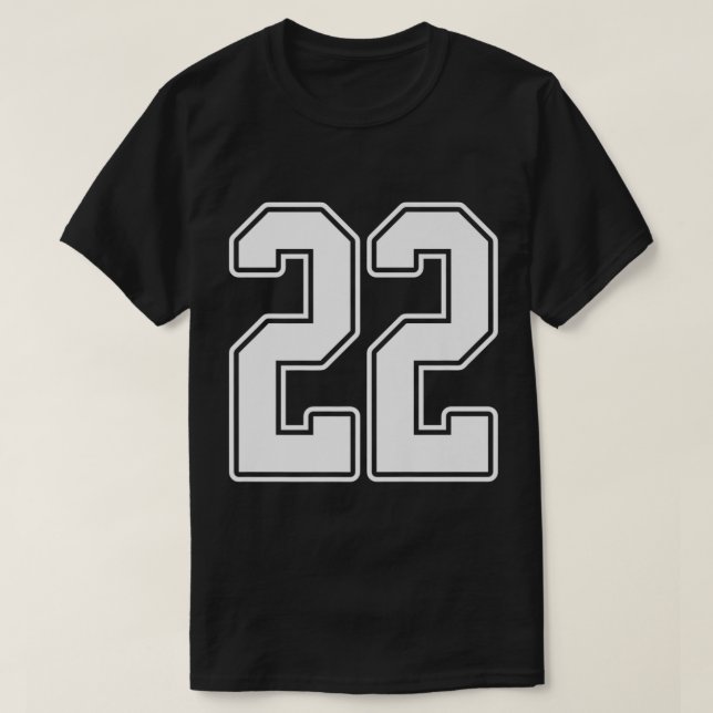 Camiseta 22 White Outline Number 22 Sports Fan Jersey Style (Frente do Design)
