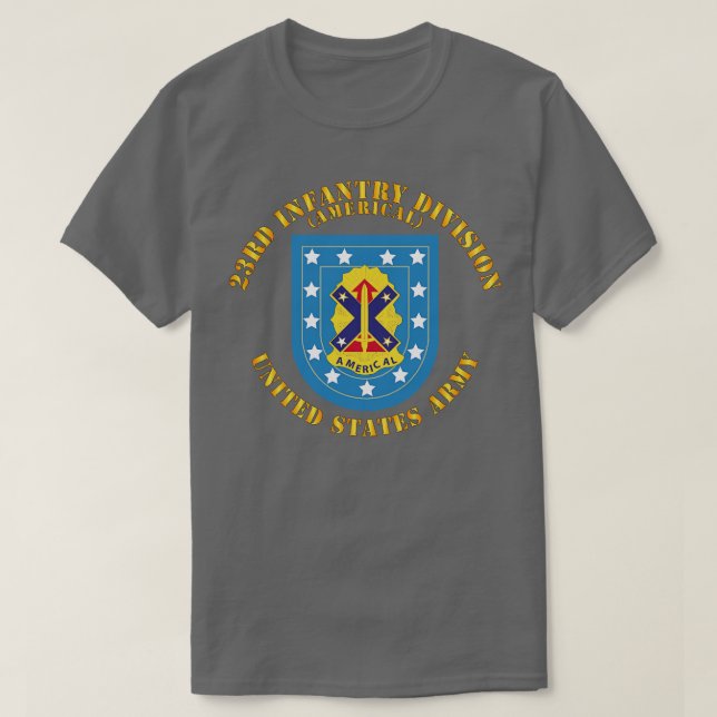 Camiseta 23ª Divisão de Infantaria com DUI Americal (Frente do Design)