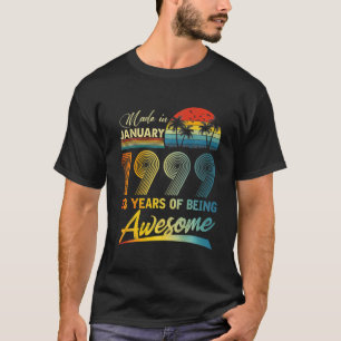 Camiseta 23º Aniversário Gift Vintage Retro Janeiro 1999 