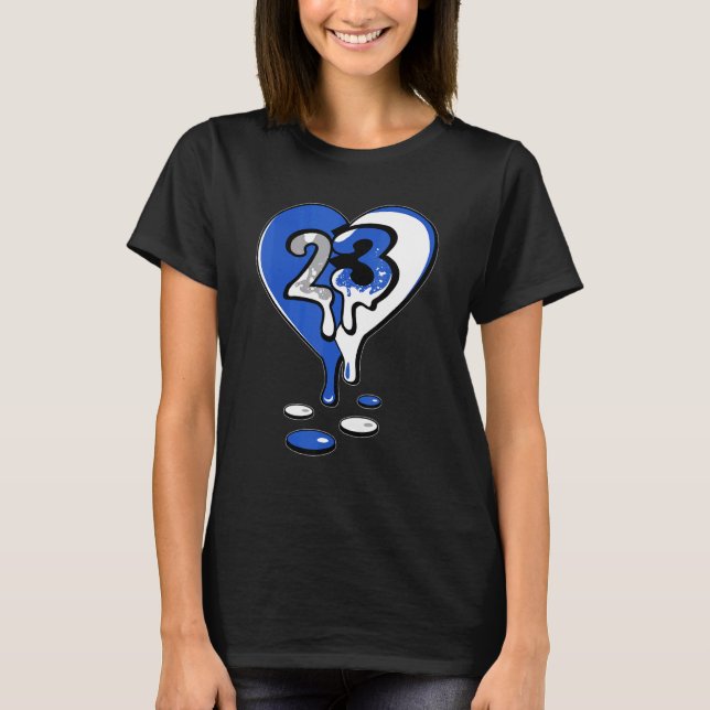 Camiseta 23 Drip Heart Retro Stealth 5s Matching (Frente)
