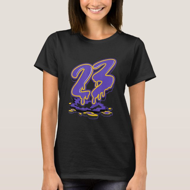 Camiseta 23 Drip Preto Campo Roxo 12s Combinando (Frente)