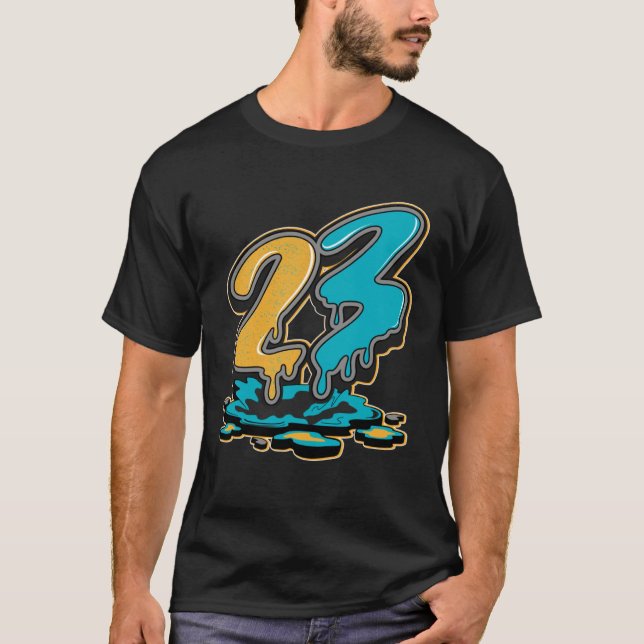 Camiseta 23 Dripping Yellow Blue Drip Matching For Men Wome (Frente)