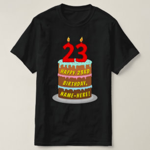 Camiseta 23.o aniversário — Bolo e Velas Divertidas, com no