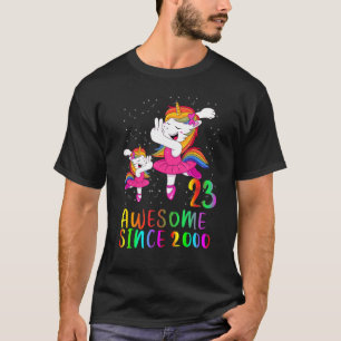 Camiseta 23 Years Old Birthday Unicorn Ballet Awesome Since