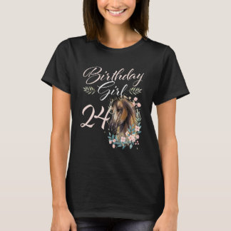 Camiseta 24ª Menina de Aniversário Cavalo de 24 Anos