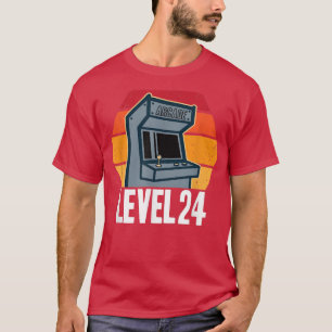 Camiseta 24º aniversário 24 anos Vídeo Game nível 24 Ret