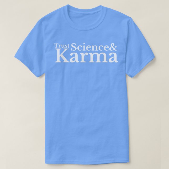 Camiseta 2481 Mulheres em Ciência e Karma Men (Frente do Design)