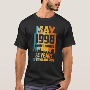 Camiseta 24. º aniversário 24 anos incrível desde maio de 1