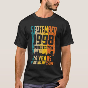 Camiseta 24. º aniversário 24 anos incrível desde setembro 