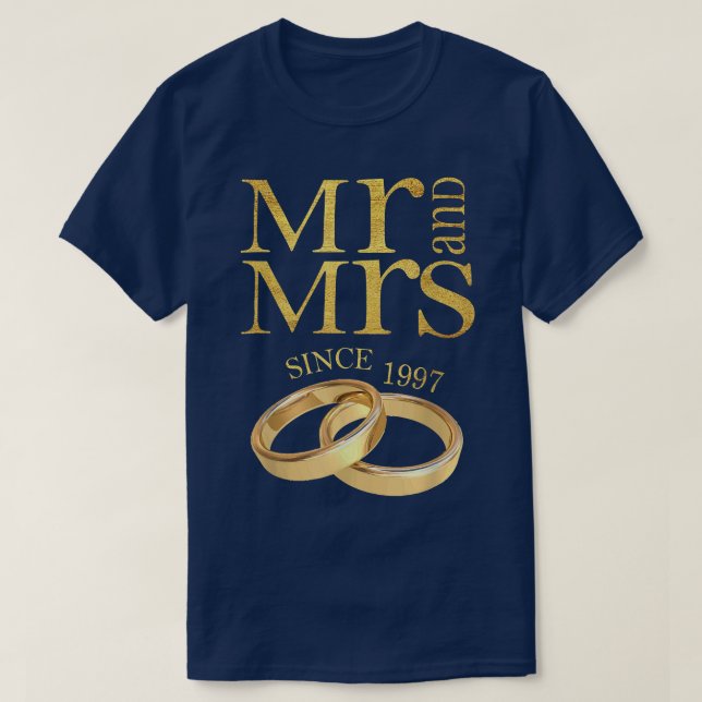 Camiseta 24.º Aniversário de Casamento Dando a Mr & Mrs. de (Frente do Design)