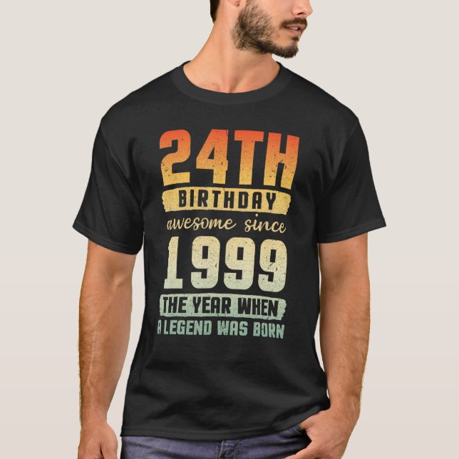 Camiseta 24.º Aniversário Impressionante Desde 1999 Ano Qua (Frente)