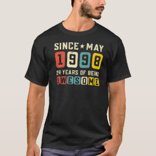 Camiseta 24.º aniversário incrível desde maio de 1998
