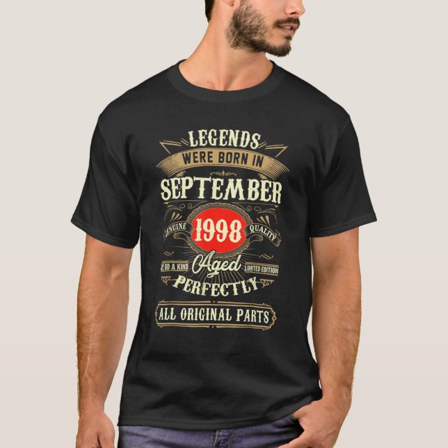 Camiseta 24.º aniversário Nascer de lendas com 24 anos em s (Frente)