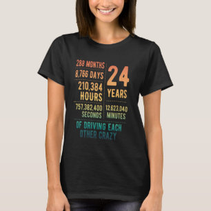 Camiseta 24 Anos Casados Divertido 24º Aniversário de Casam