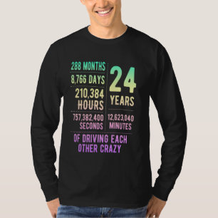 Camiseta 24 Anos Casados Engraçado 24.º Aniversário de Casa